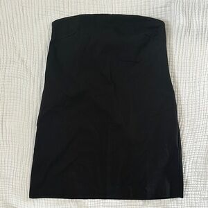 Black Strapless Linen dress with pockets